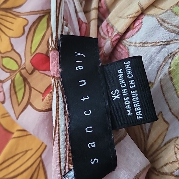 SANCTUARY The House Floral Tie Back Top Desert Bloom Pink Orange XS - Picture 8 of 8